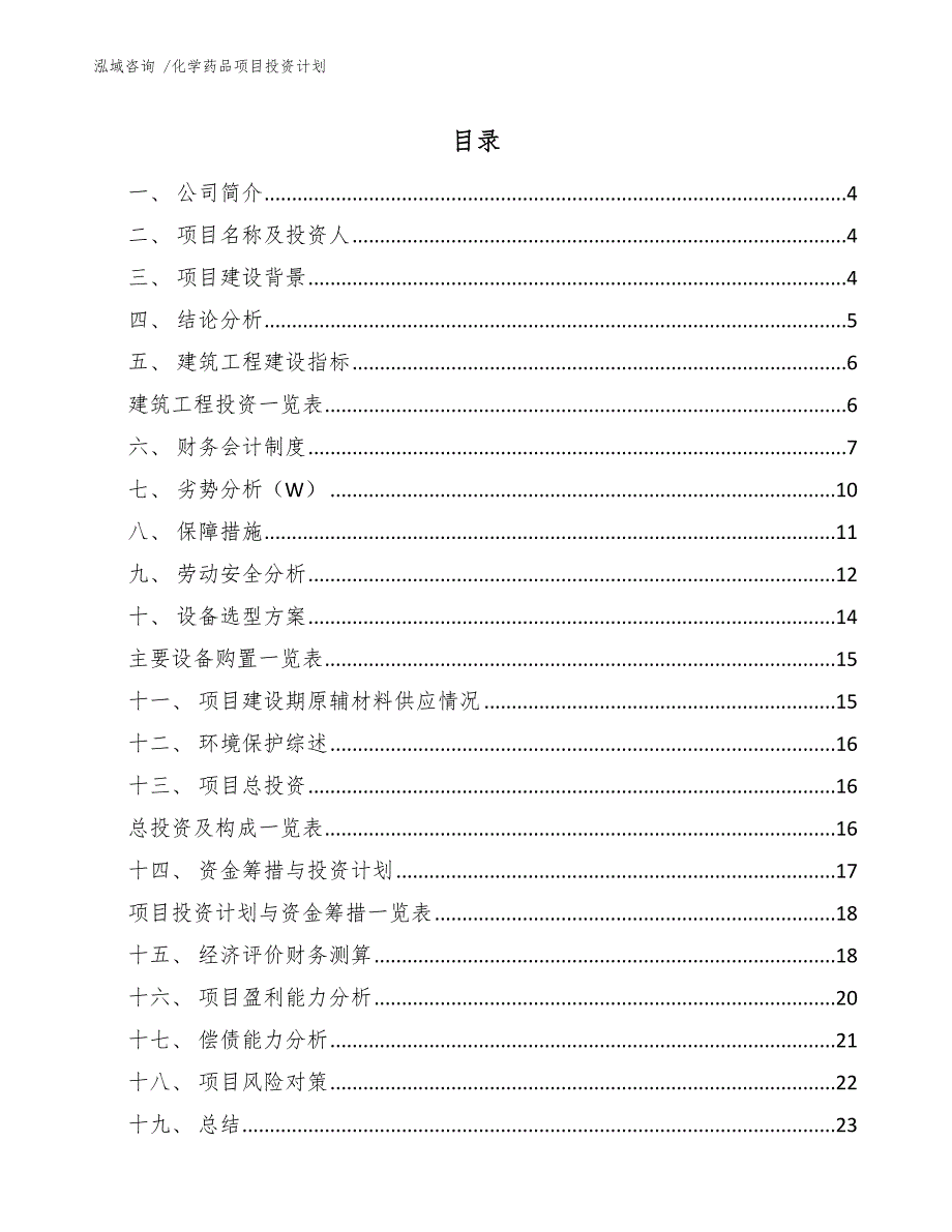 化学药品项目投资计划_第2页