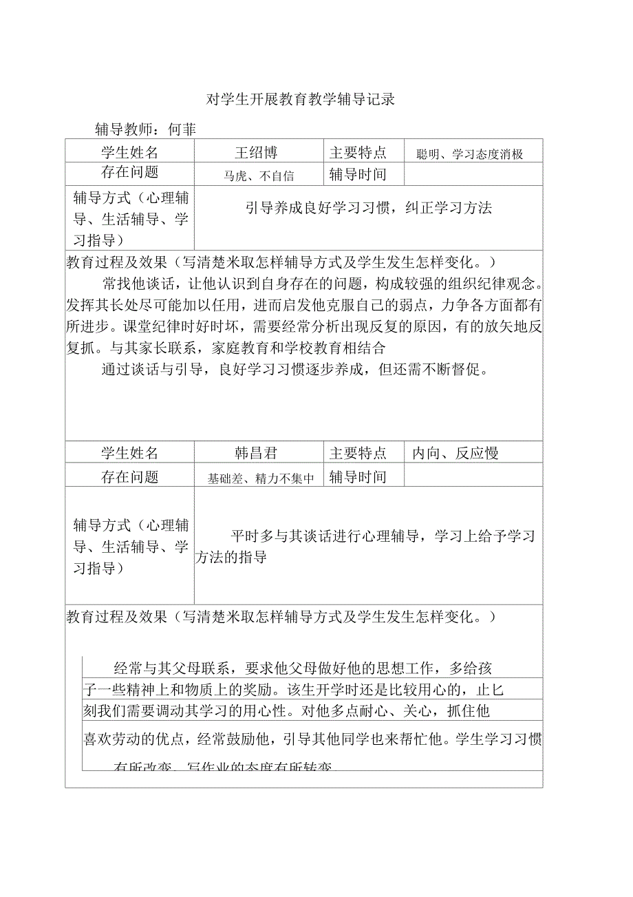 对学生开展教育教学辅导记录_第2页