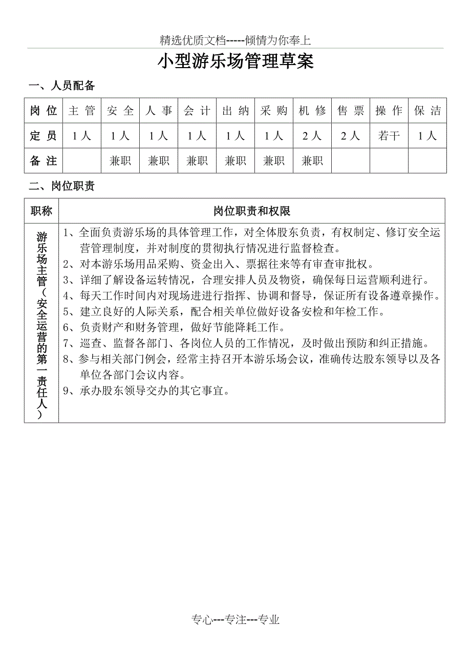 小型游乐场管理方案_第1页