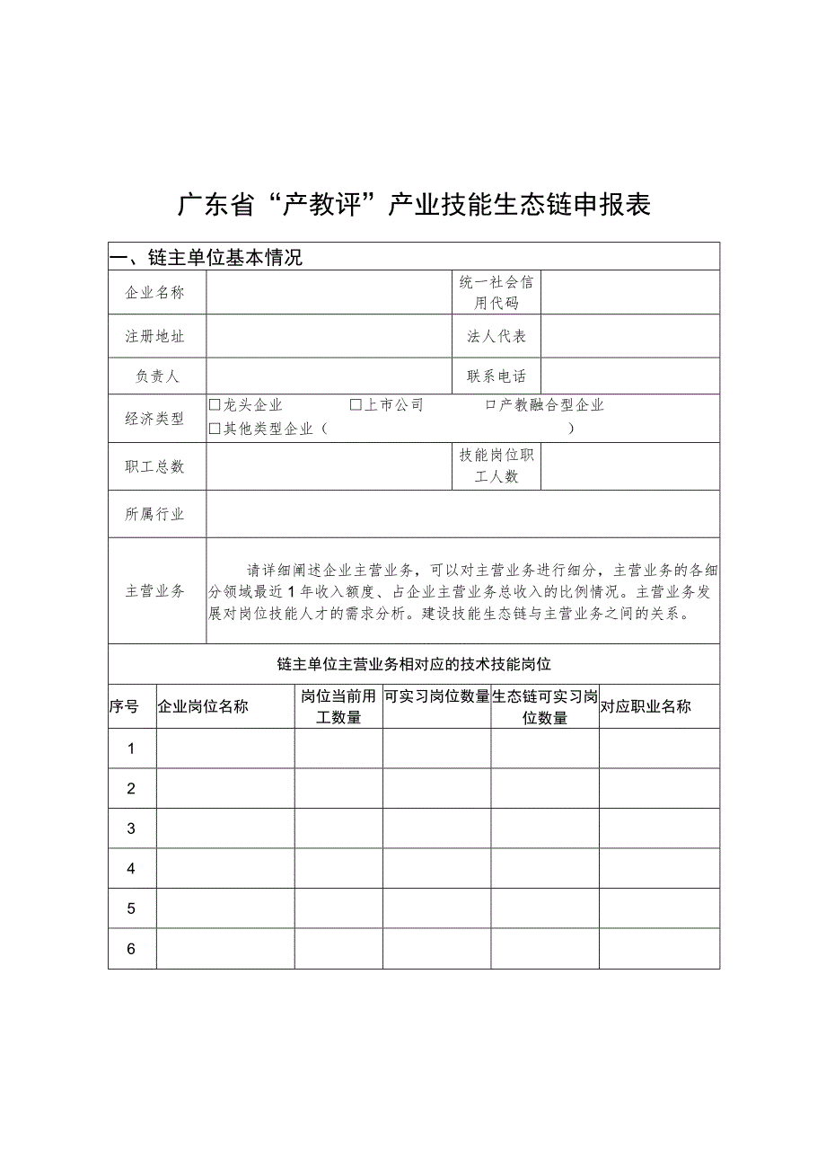 广东省“产教评”产业技能生态链申报表_第1页