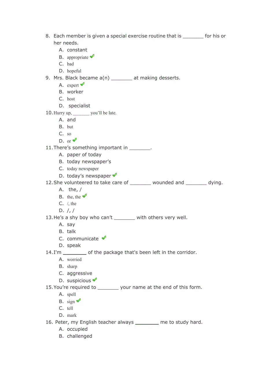 《大学英语(一)》第一次作业答案_第2页