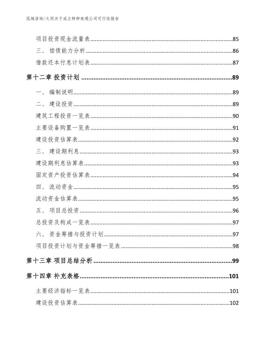 大同关于成立特种电缆公司可行性报告_第5页