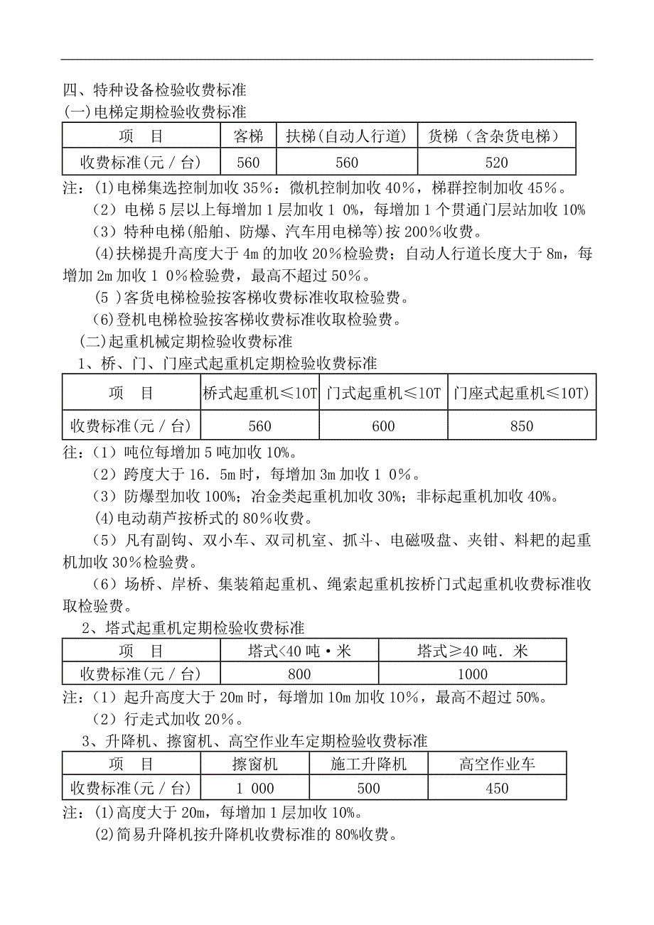 特种设备电梯检测收费标准_第1页