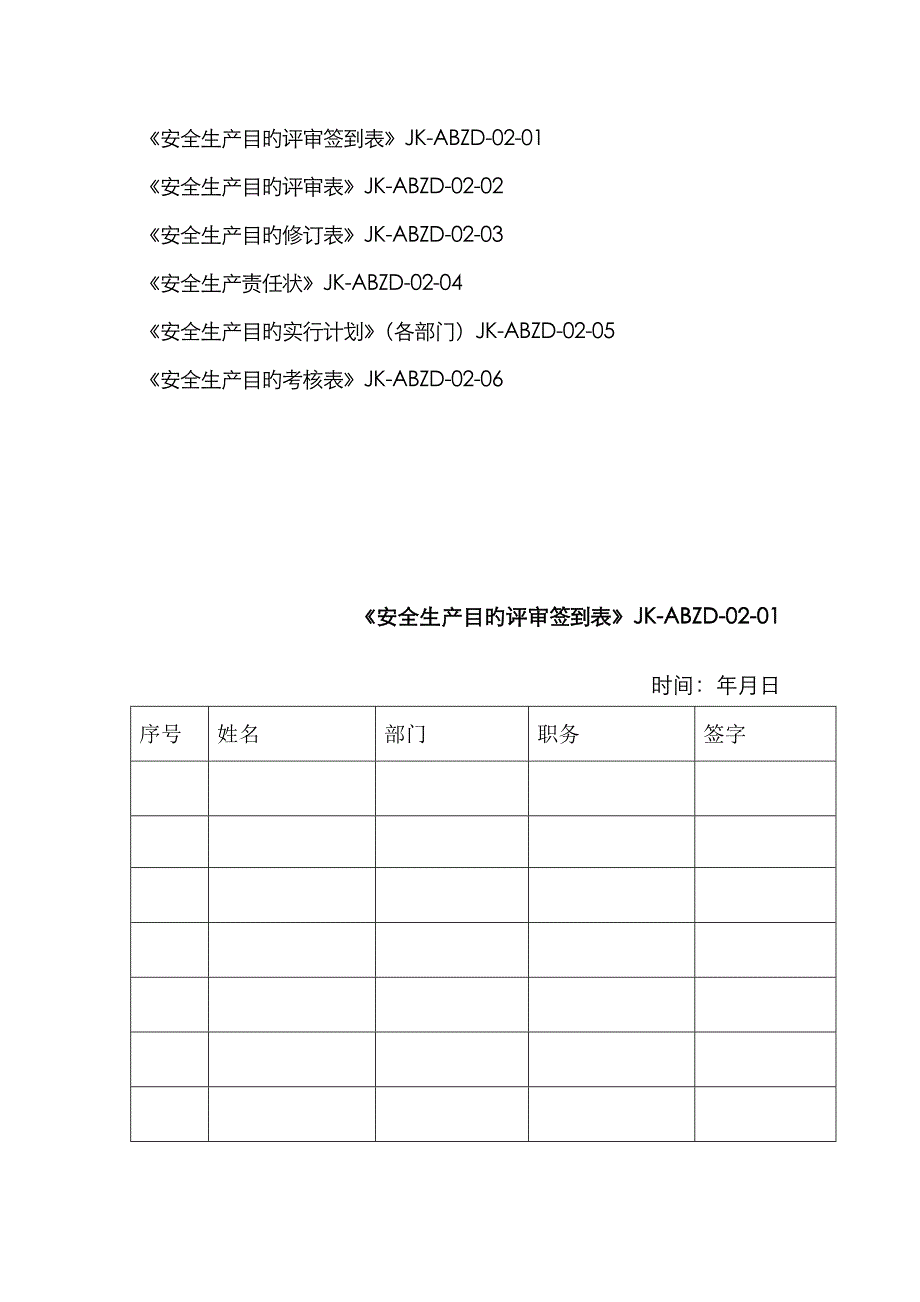 安全生产目标评表格_第1页