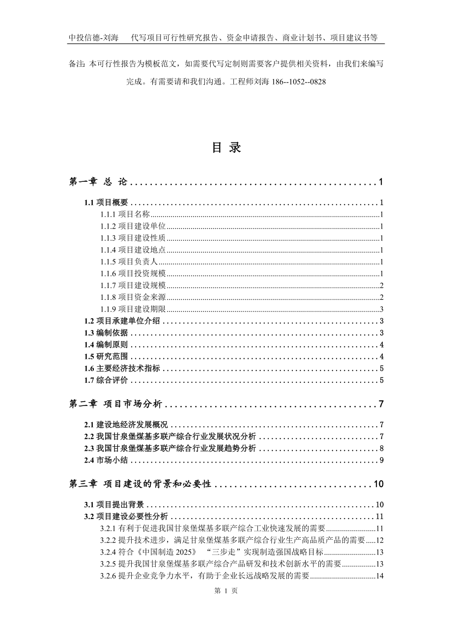 甘泉堡煤基多联产综合项目资金申请报告写作模板代写_第2页