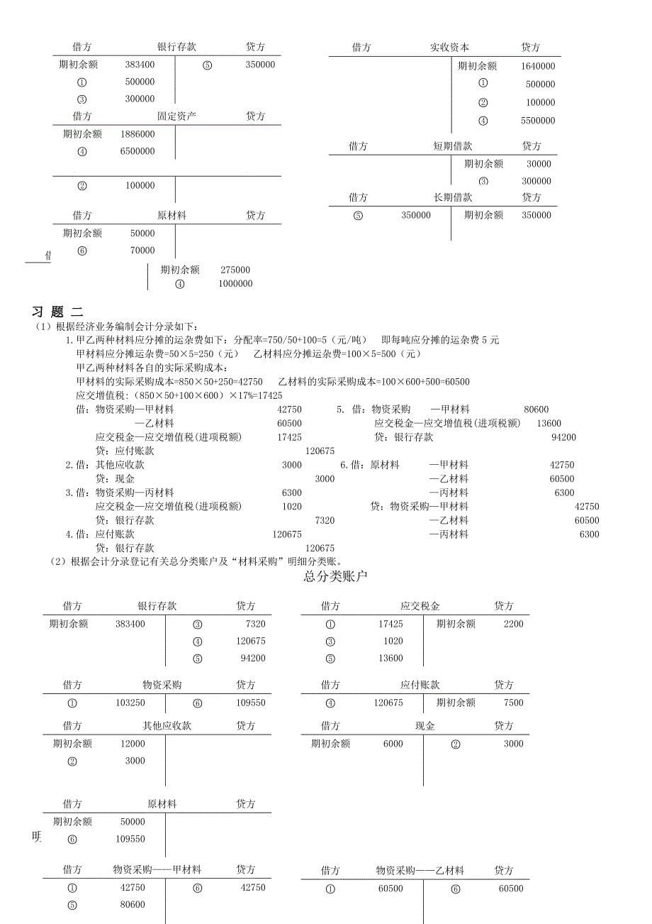 (电大2011年秋)基础会计形成性考核册答案_第5页