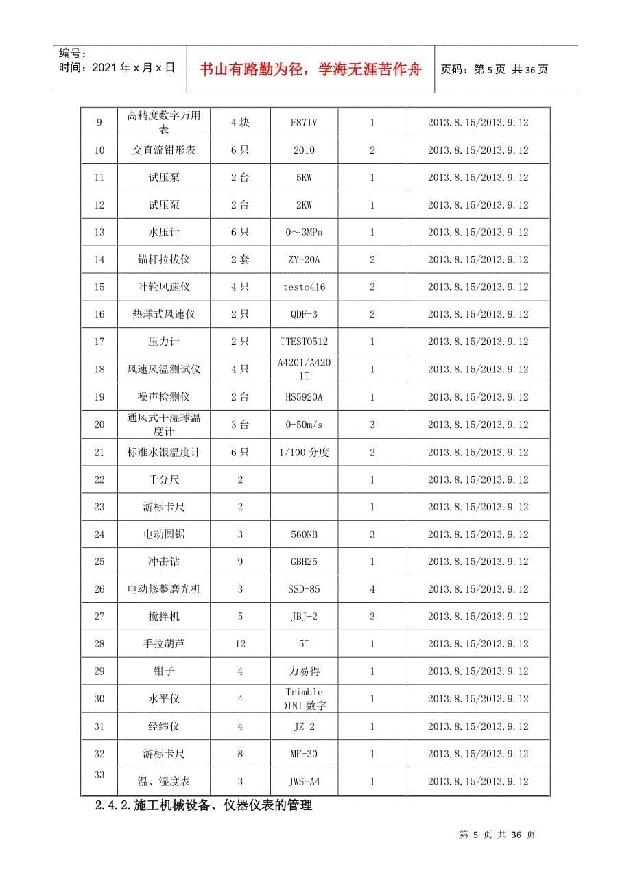 主要检测仪表和施工机械_第5页