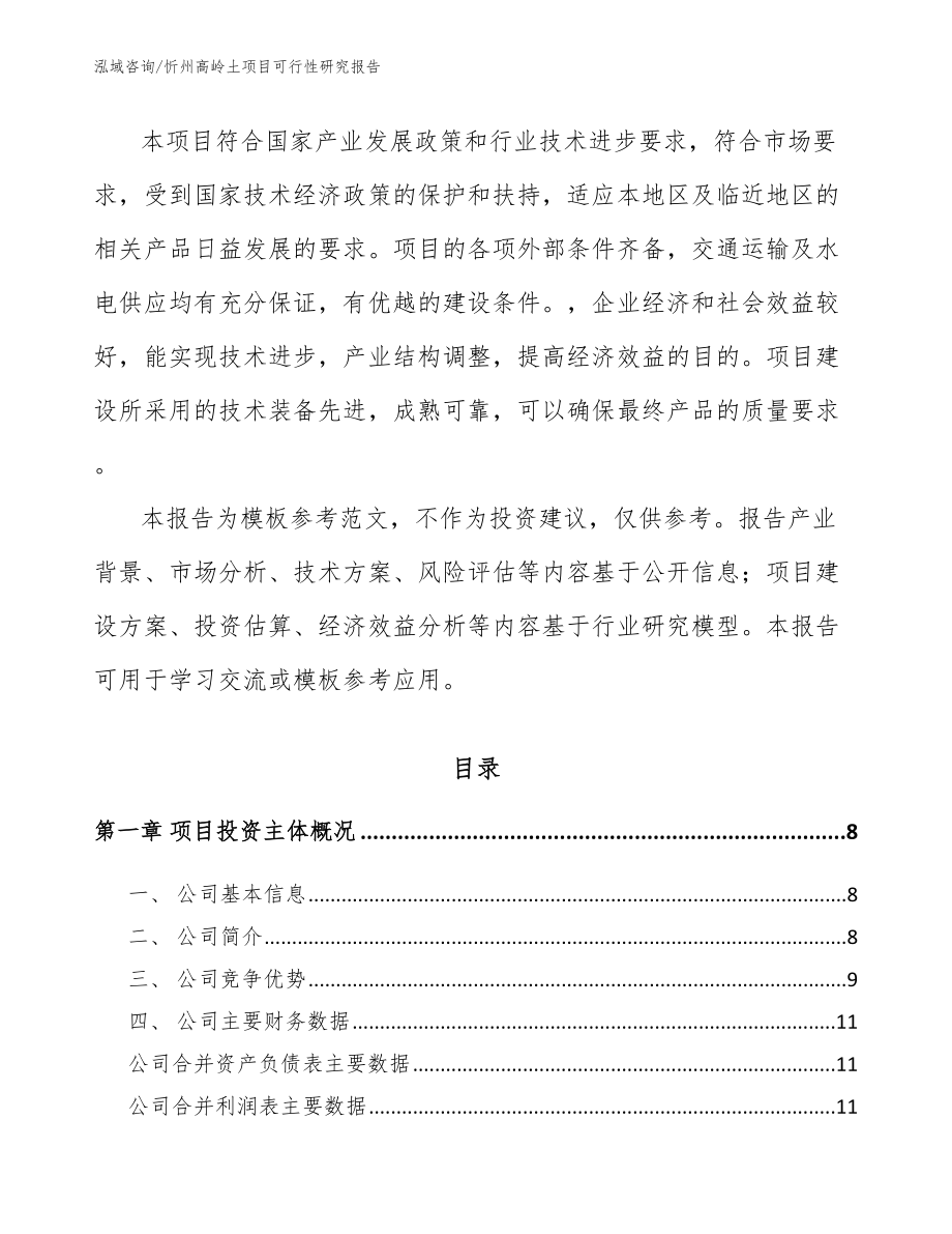 忻州高岭土项目可行性研究报告_模板范文_第2页