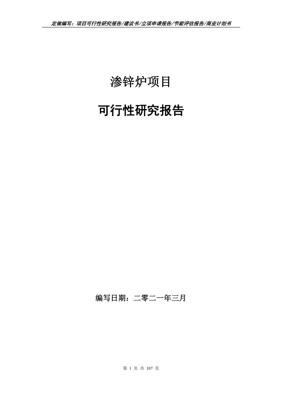 渗锌炉项目可行性研究报告写作范本_第1页