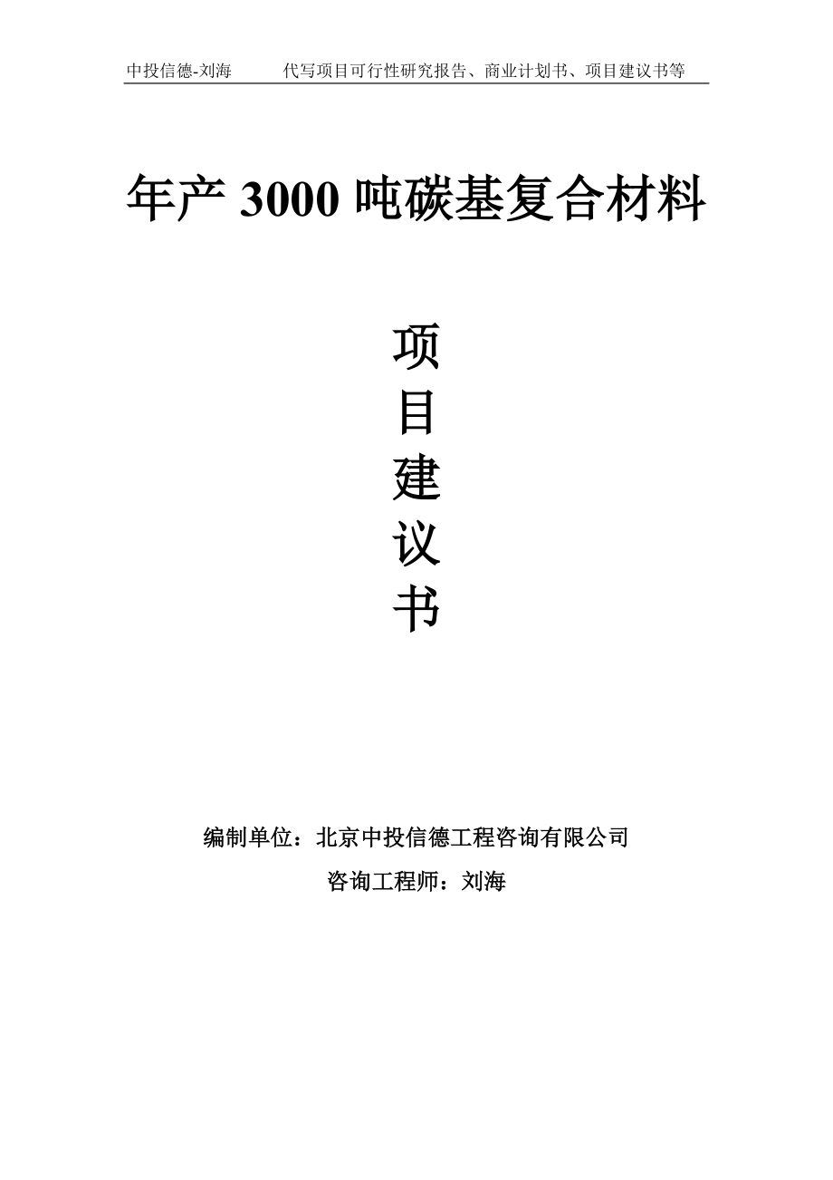 年产3000吨碳基复合材料项目建议书-写作模板_第1页