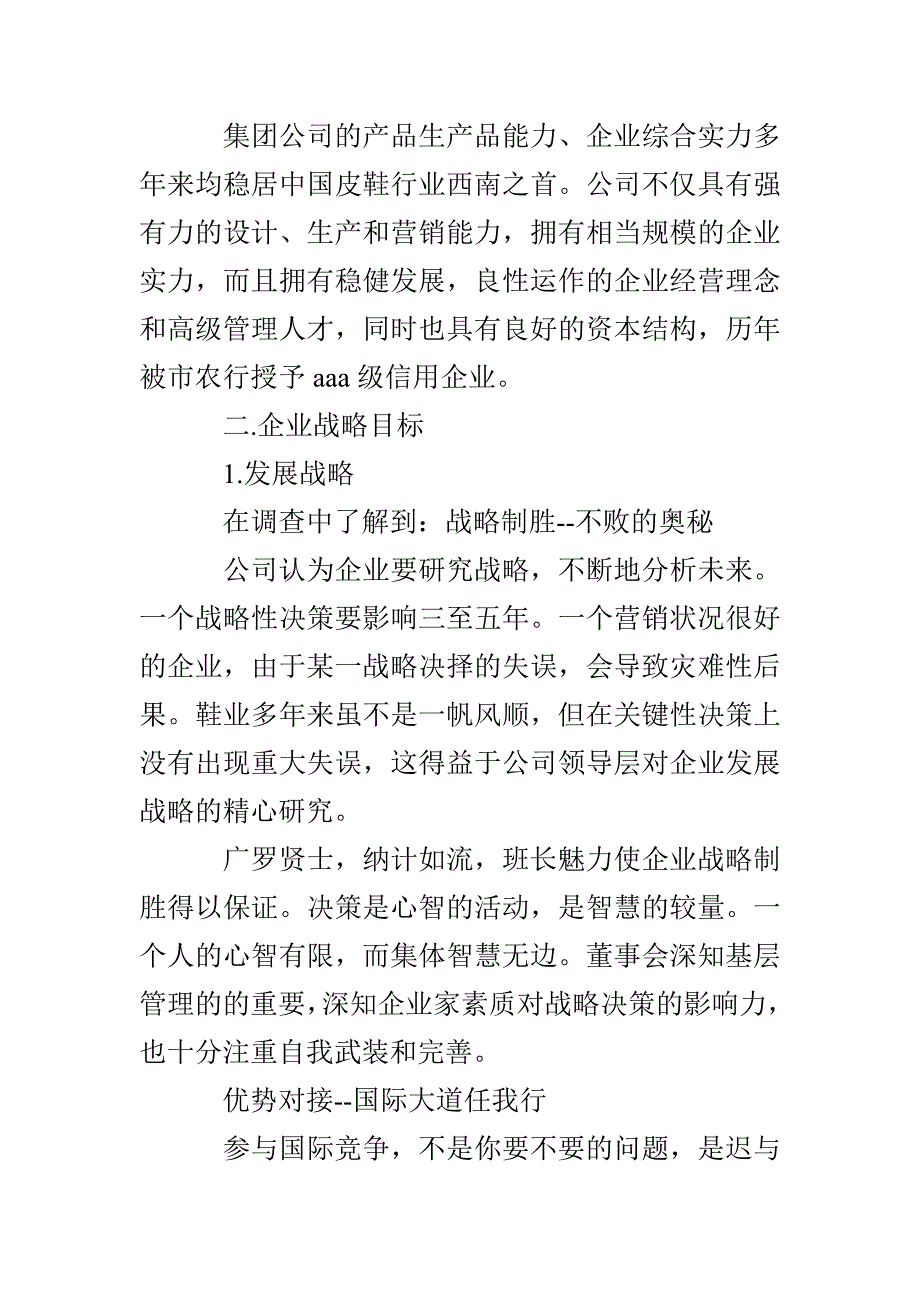 鞋生产企业战略目标和组织结构的调查报告_第3页