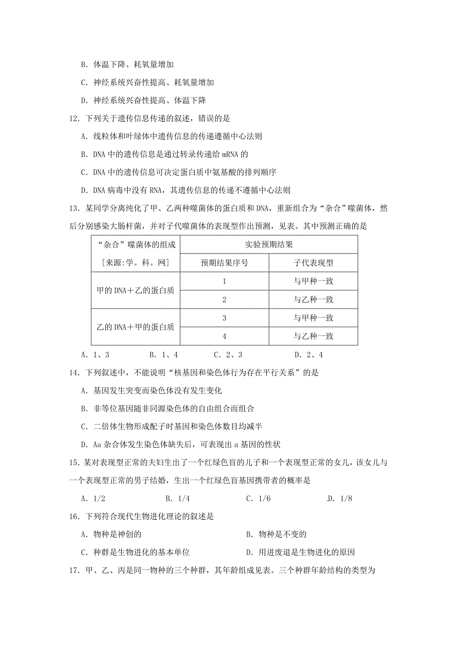 2010年高考生物试题及答案(海南卷).doc_第3页