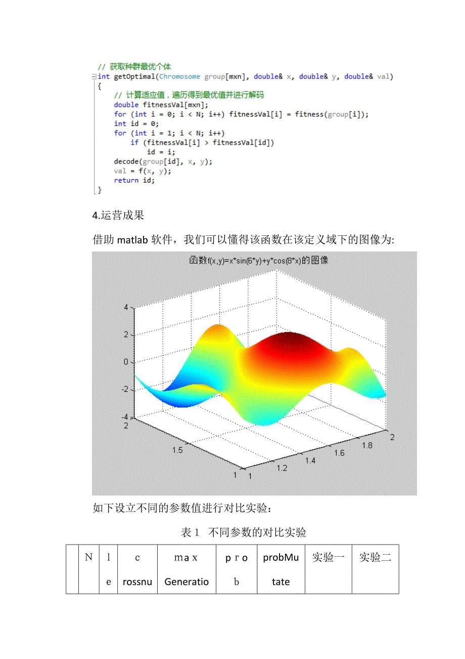 实验五：遗传算法求解函数最值问题实验_第5页