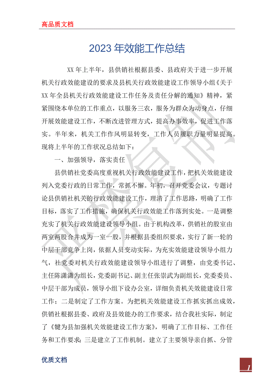 2023年效能工作总结_第1页