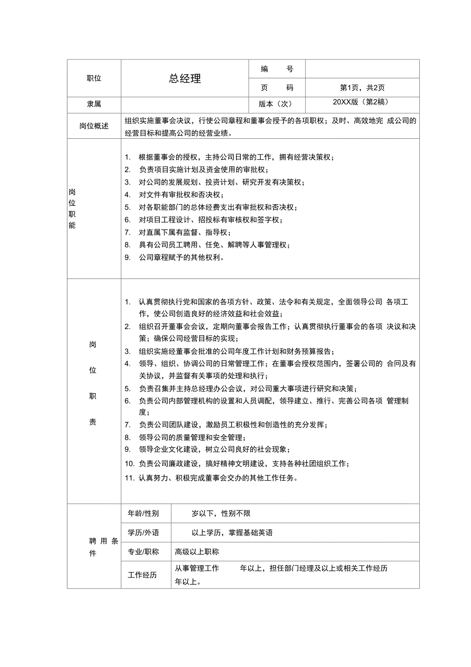 某建筑工程公司员工岗位职责说明书_第2页