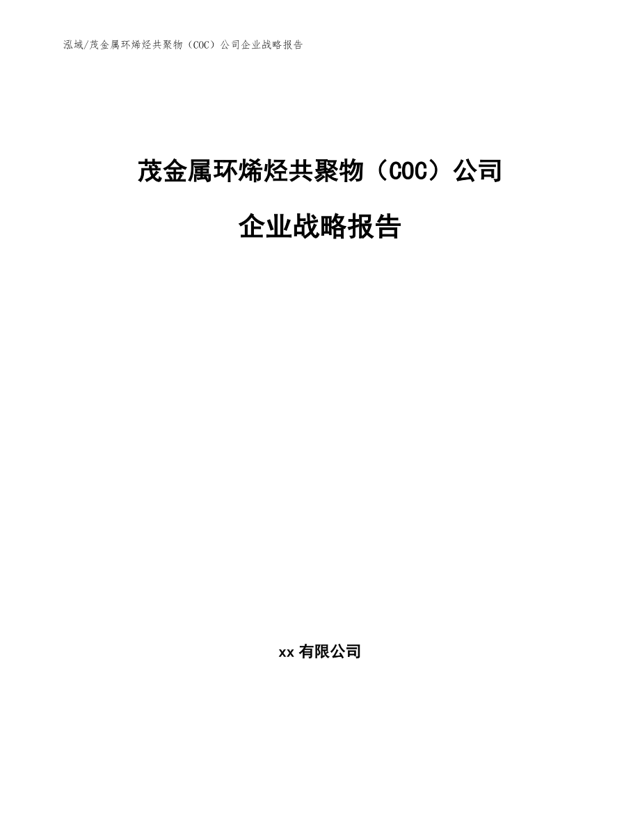 茂金属环烯烃共聚物（COC）公司企业战略报告【范文】