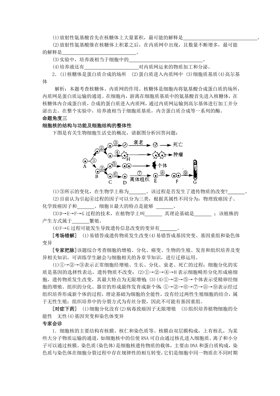 高考生物总复习专家把脉高考与考场零失误考点3细胞的结构和功能_第4页