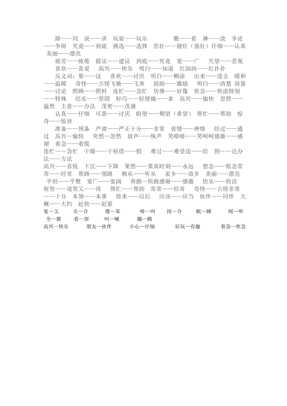 小学语文一至三年级近义词反义词_第4页