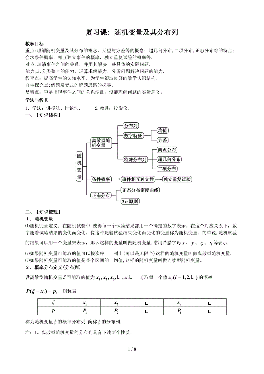 24-第二章-随机变量及其分布-小结与复习_第1页