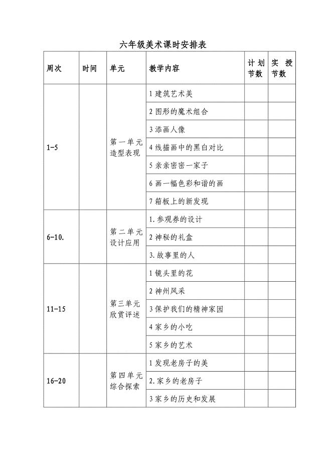 最新六年级上册美术教案全册(人民美术出版社)