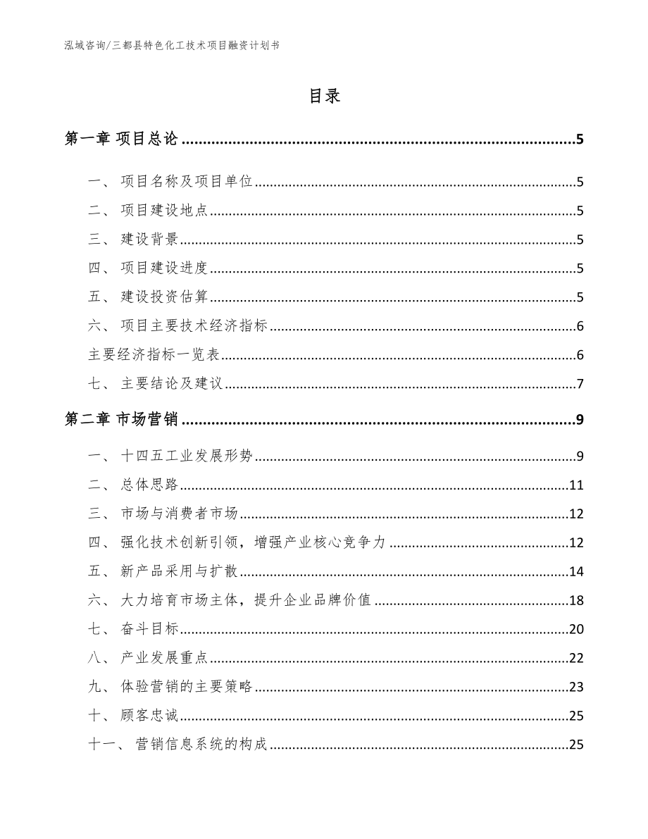 三都县特色化工技术项目融资计划书_第1页