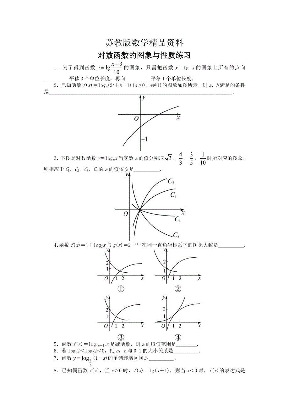 精品高一数学苏教版必修1课后训练：3.2.2对数函数第2课时 Word版含解析_第1页