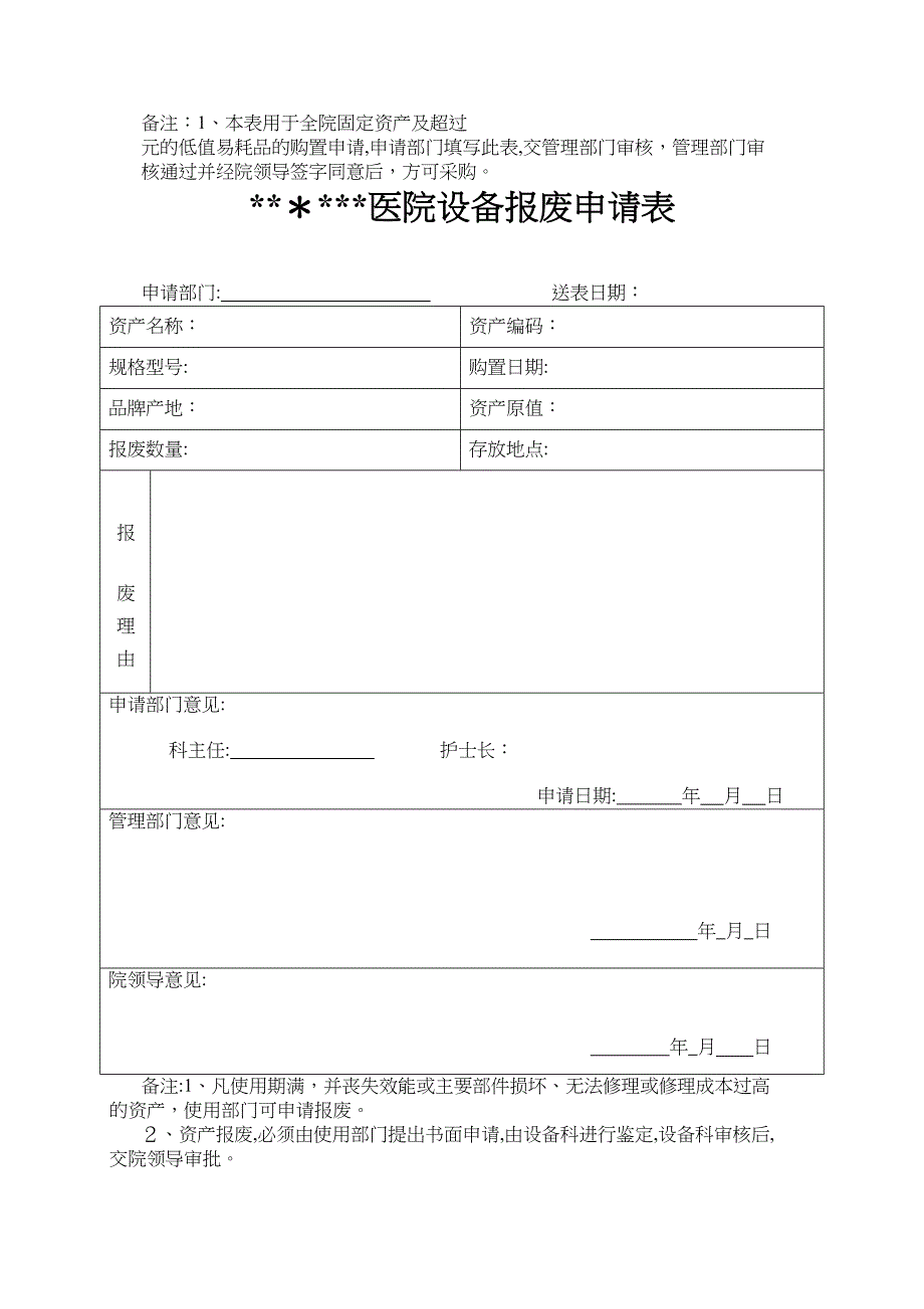 医院设备采购或报废申请表_第2页