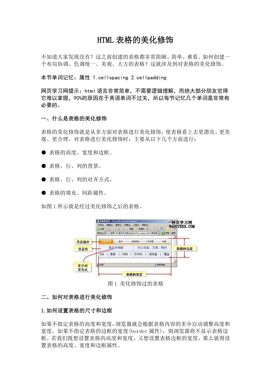 HTML表格的美化修饰_第1页