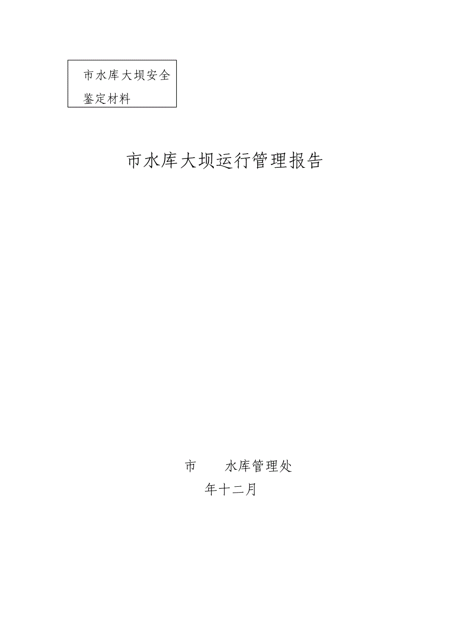 市水库大坝运行管理报告_第1页