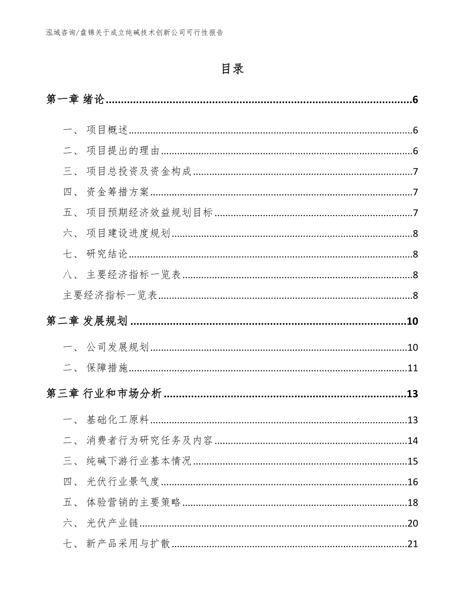 盘锦关于成立纯碱技术创新公司可行性报告范文模板_第1页