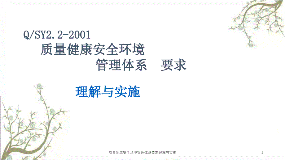 质量健康安全环境管理体系要求理解与实施课件_第1页