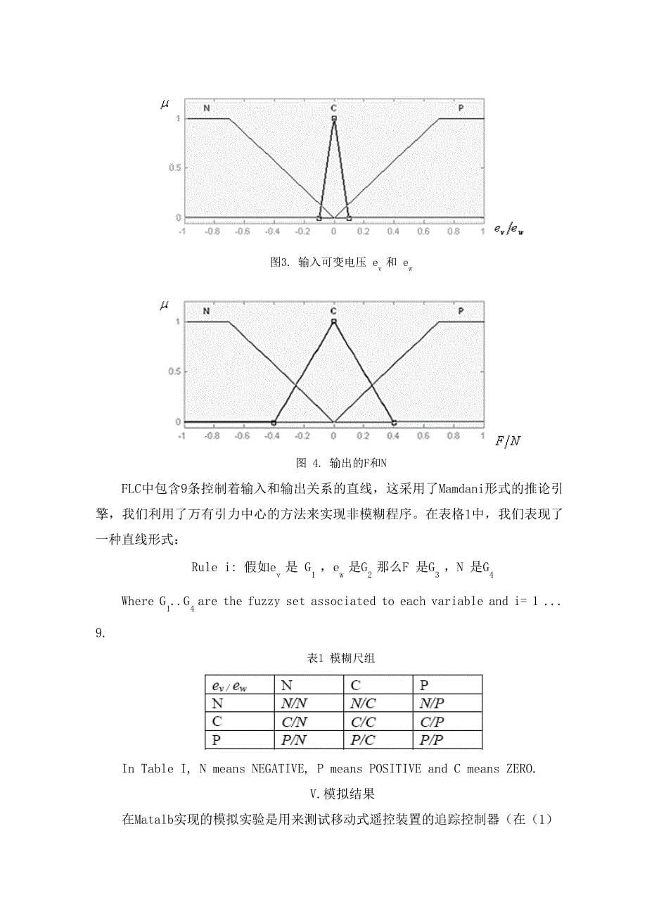 外文翻译--对移动式遥控装置的智能控制——使用2型模糊理论.doc_第5页