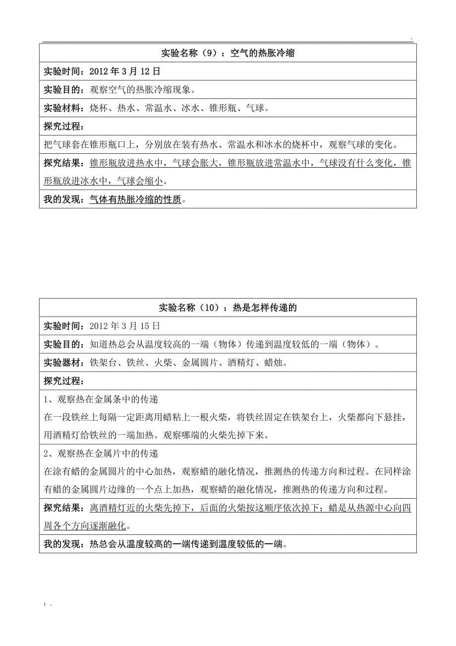 教科版五年级下册科学实验报告单_第5页