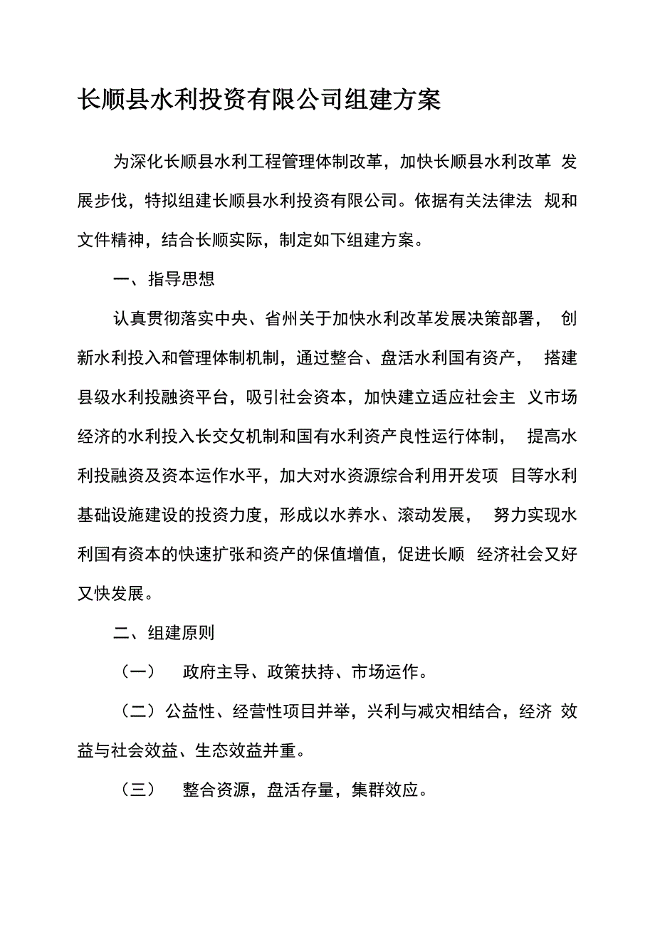 水投公司组建方案_第1页