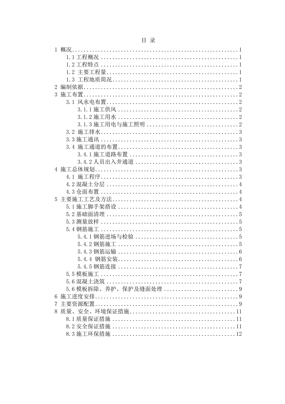 竖井衬砌混凝土施工方案_第1页