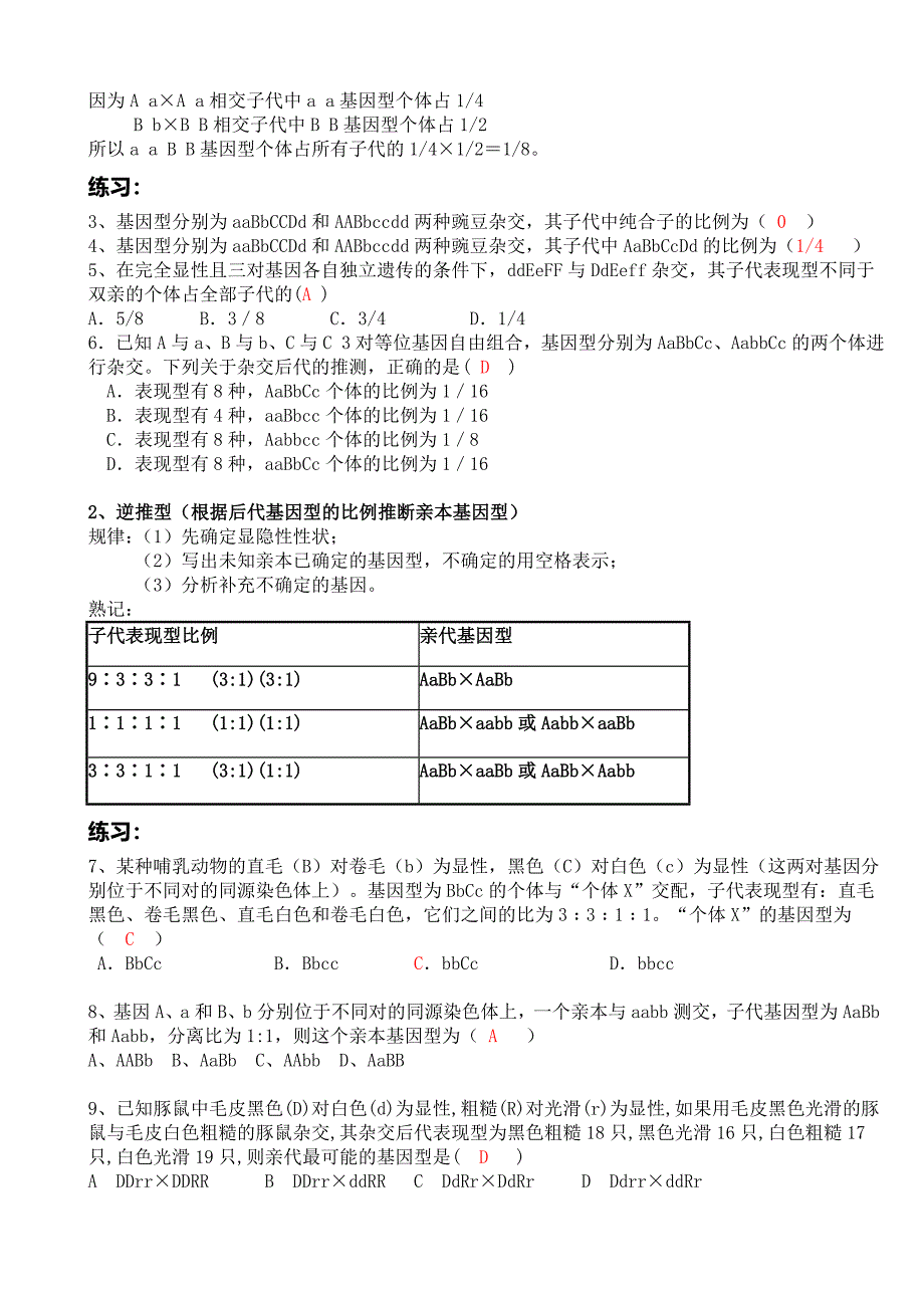 基因的自由组合定律-题型总结(附答案)-非常好用_第2页