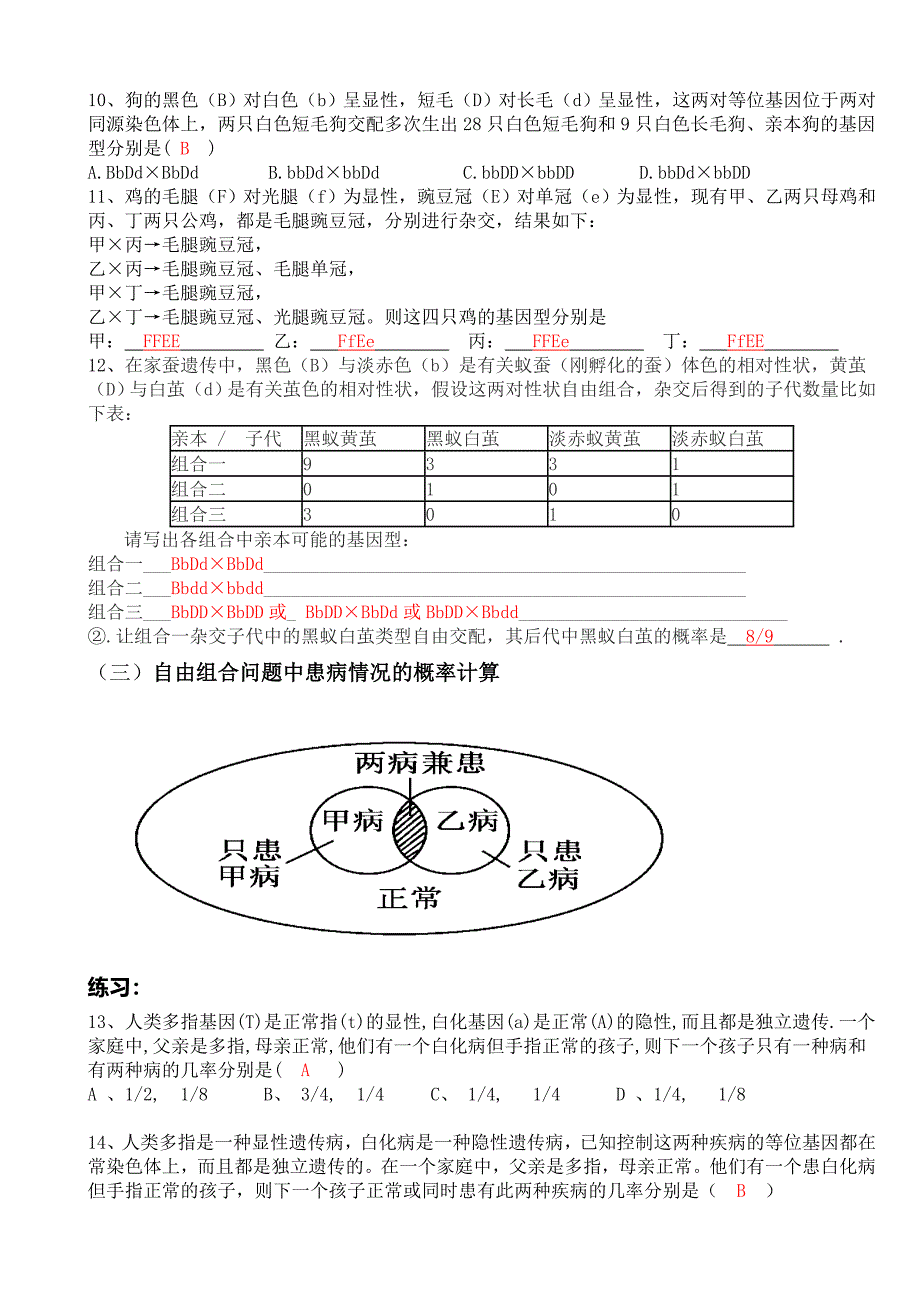 基因的自由组合定律-题型总结(附答案)-非常好用_第3页