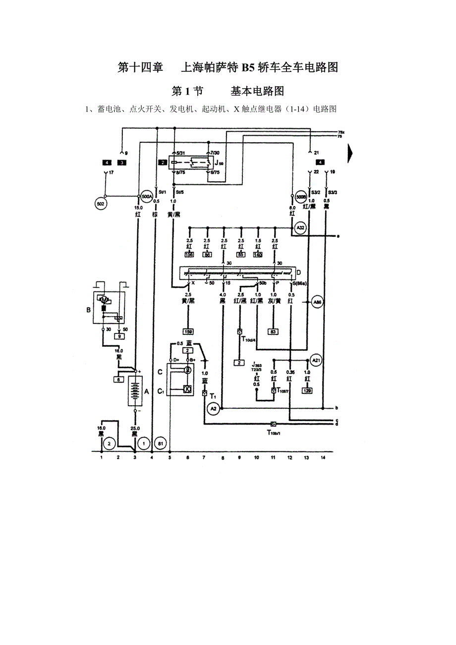 第14章1上海帕萨特B5轿车全车电路图.doc_第1页