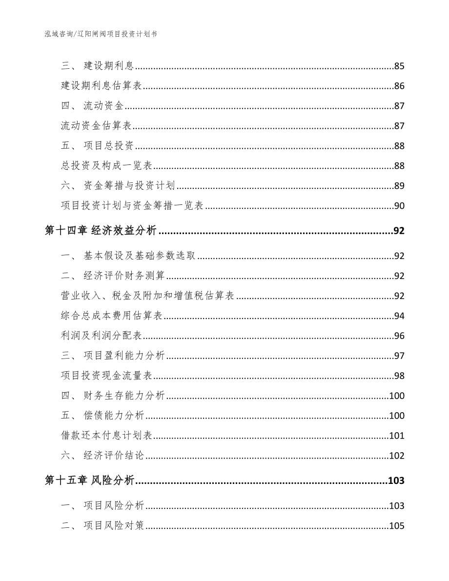 辽阳闸阀项目投资计划书_模板范文_第5页