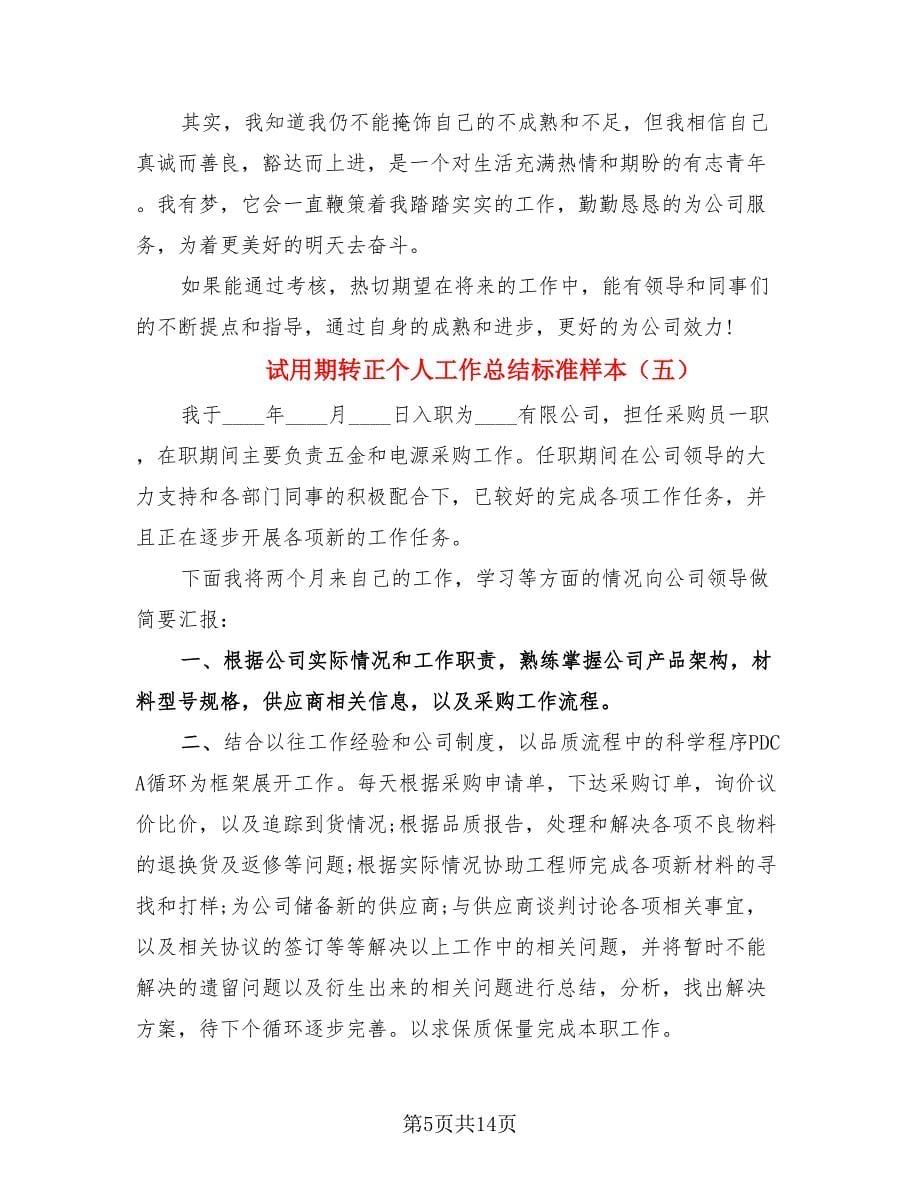 试用期转正个人工作总结标准样本.doc_第5页