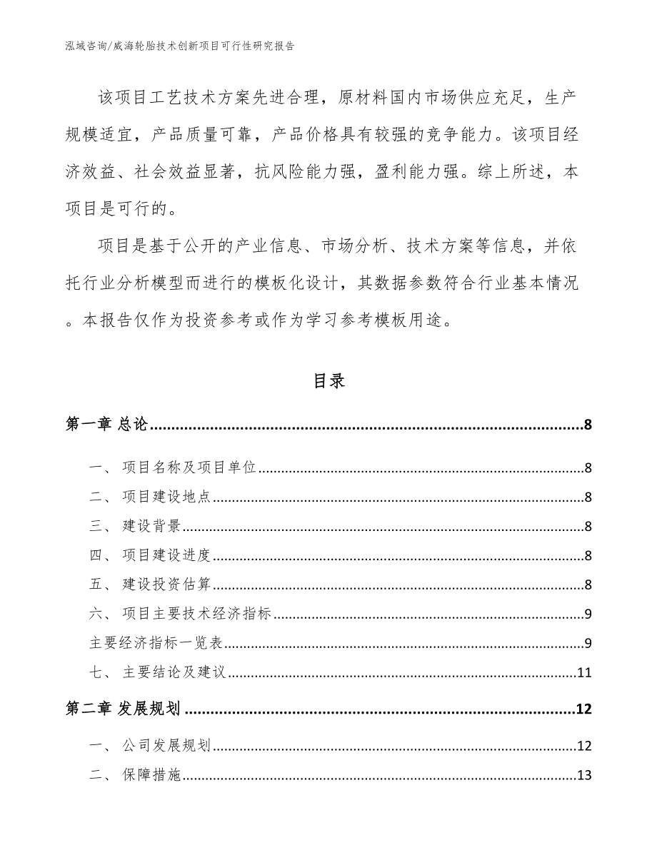 威海轮胎技术创新项目可行性研究报告_第3页