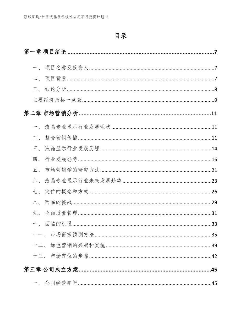 甘肃液晶显示技术应用项目投资计划书_模板范本_第2页