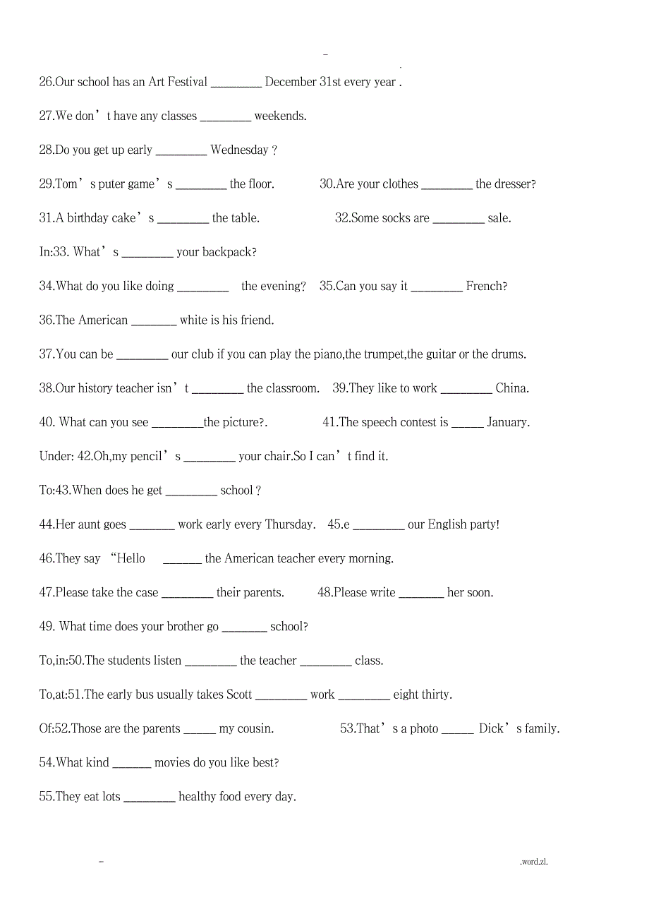 七年级语法专项练习_外语学习-语法_第4页