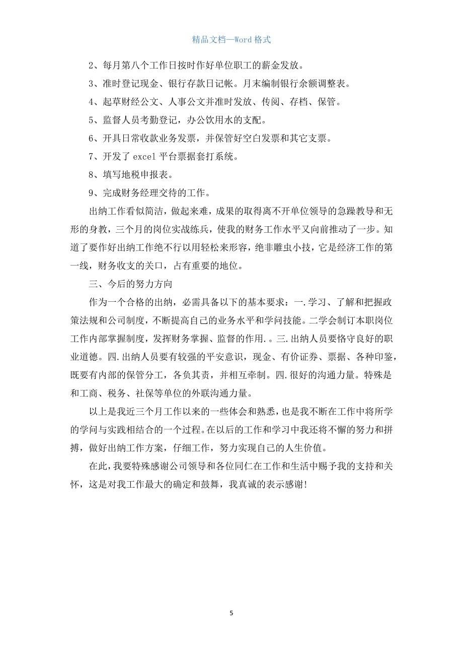 出纳试用期工作总结与计划.docx_第5页