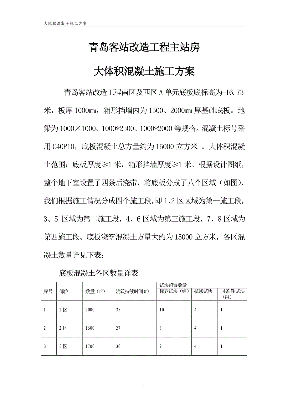 山东某客运站改造工程大体积混凝土施工方案_第1页