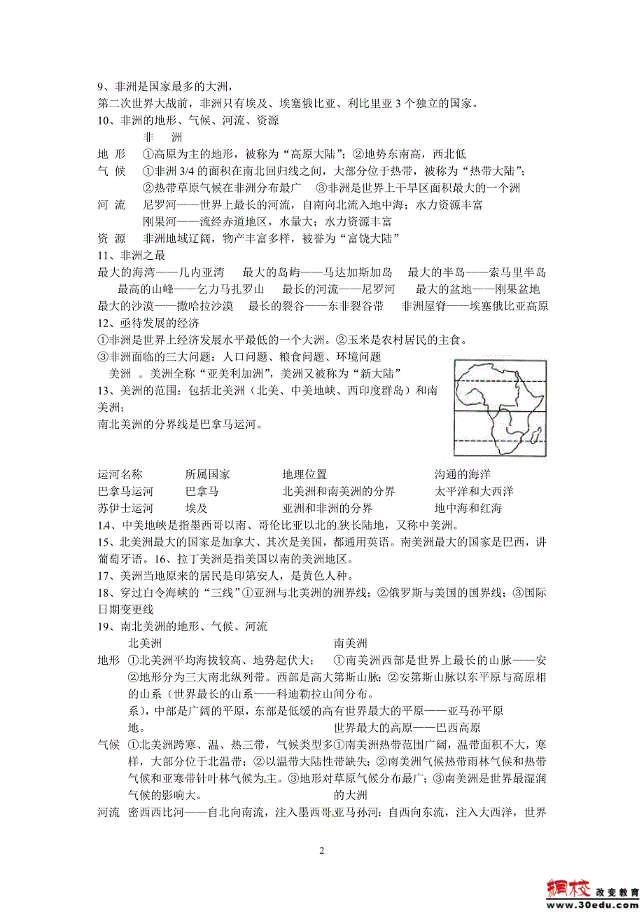 湘教版七年级下册地理期末复习资料.doc_第2页