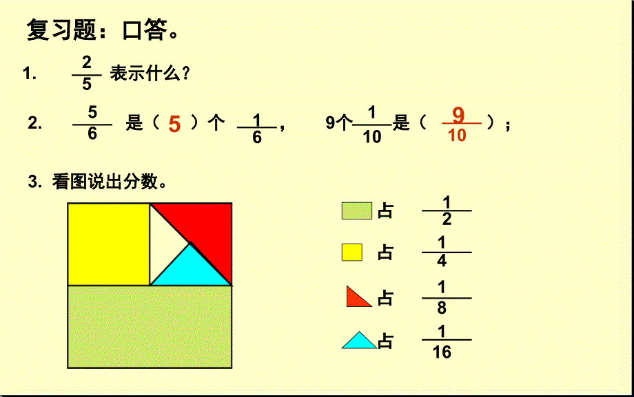 四年级上册数学课件3.2分数的初步认识分数的加减计算沪教版共17张PPT_第1页