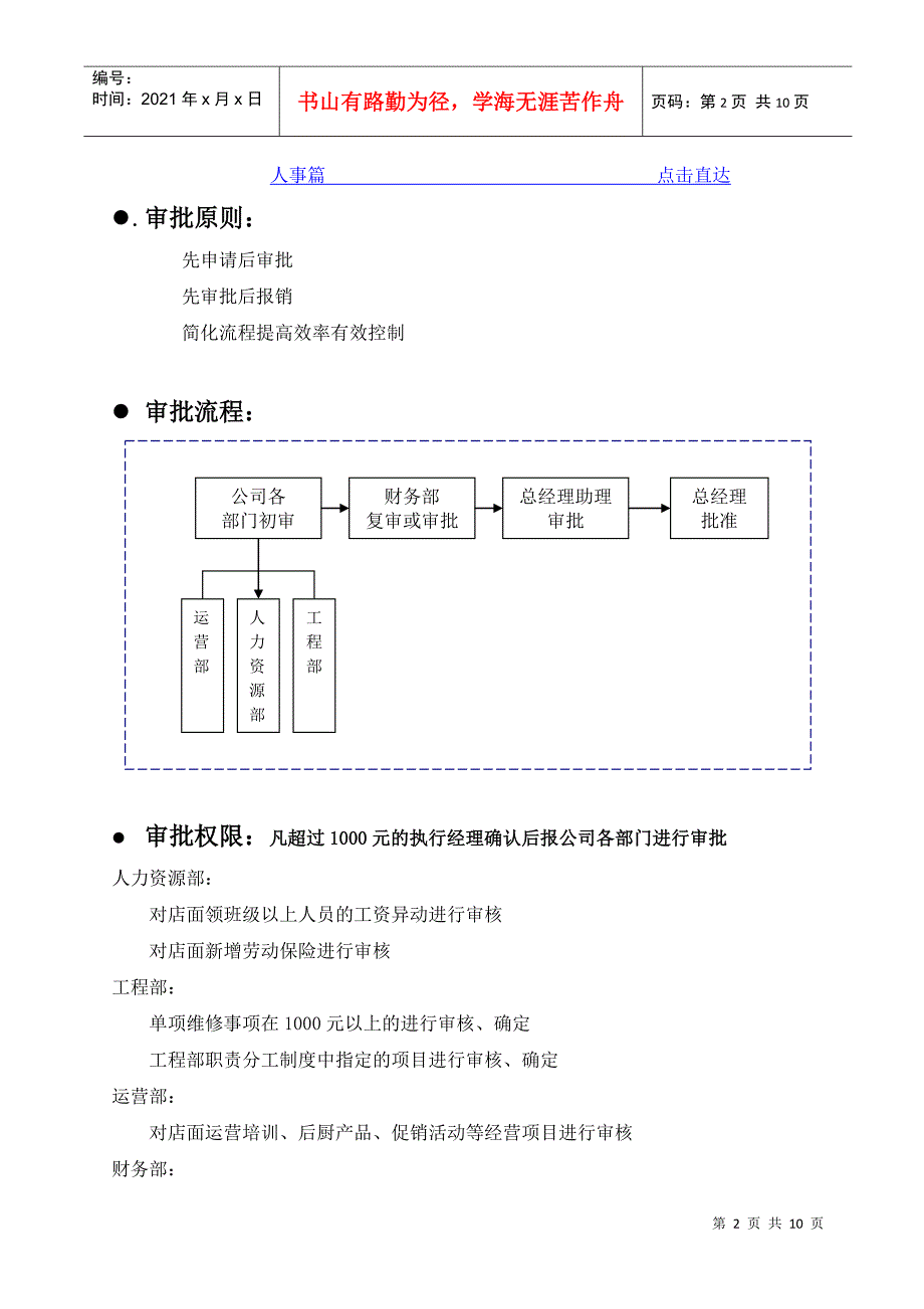 小肥羊北京分公司所辖店面审批权限制度_第2页