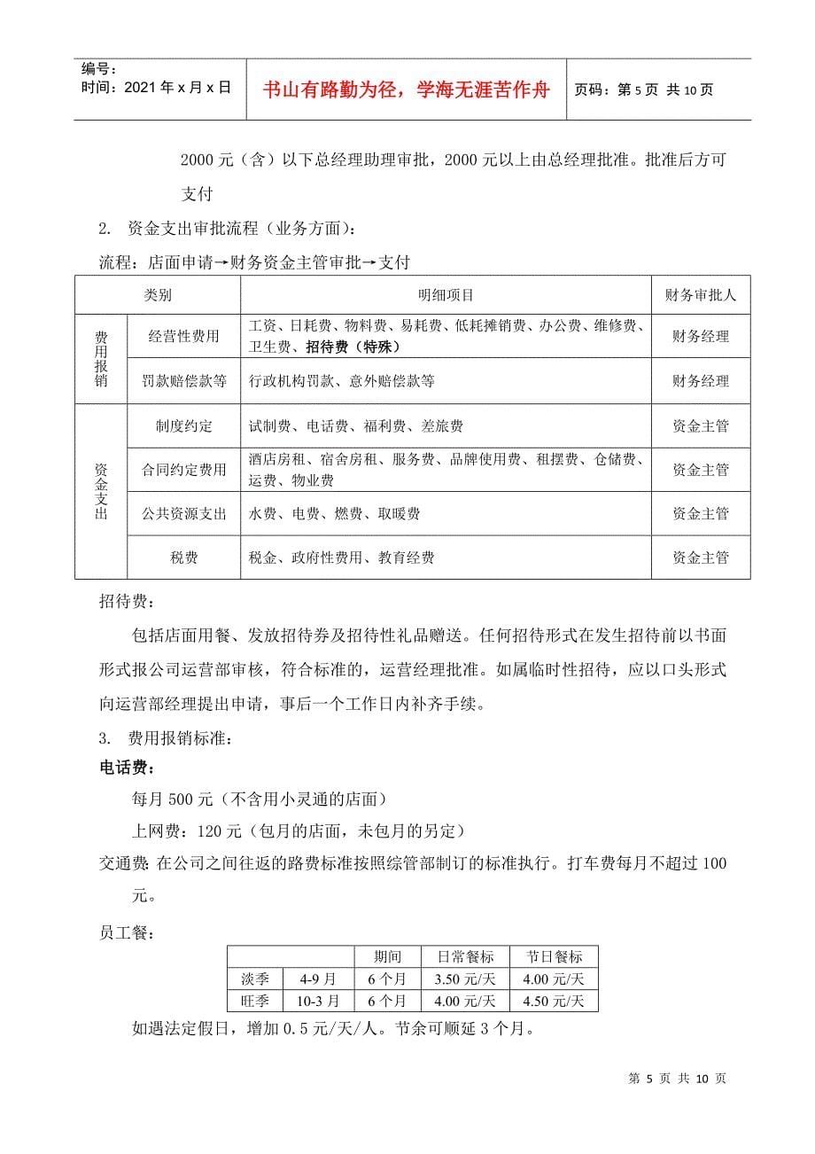 小肥羊北京分公司所辖店面审批权限制度_第5页