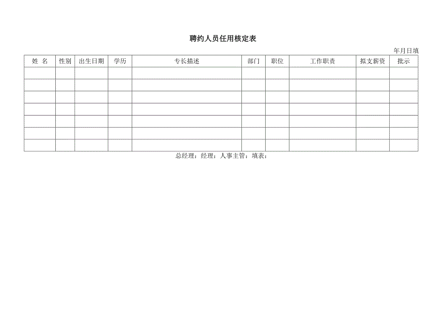 聘约人员任用核定表办公室专用文档之_第1页